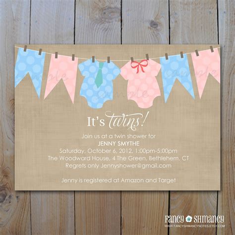 Twins Baby Shower Invitations Printable