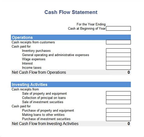 Cash Flow Statement Template Excel | Cash flow statement, Cash flow ...