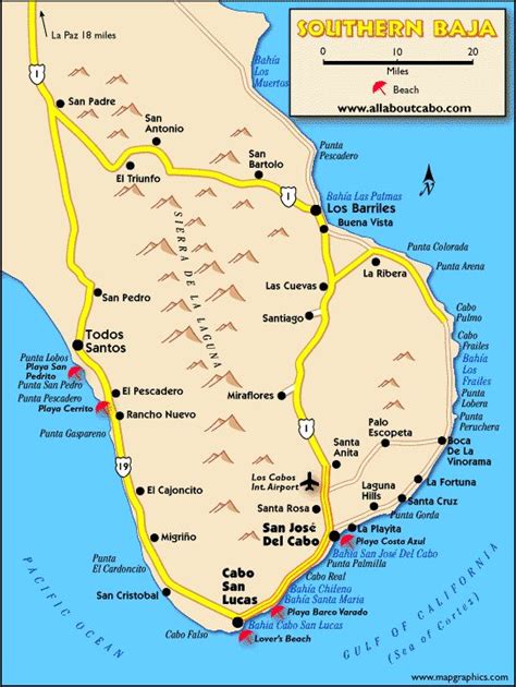 southern-baja-map-large | Cabo trips, Cabo vacation, Cabo mexico