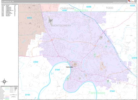 Clarksville Tennessee Wall Map (Premium Style) by MarketMAPS - MapSales