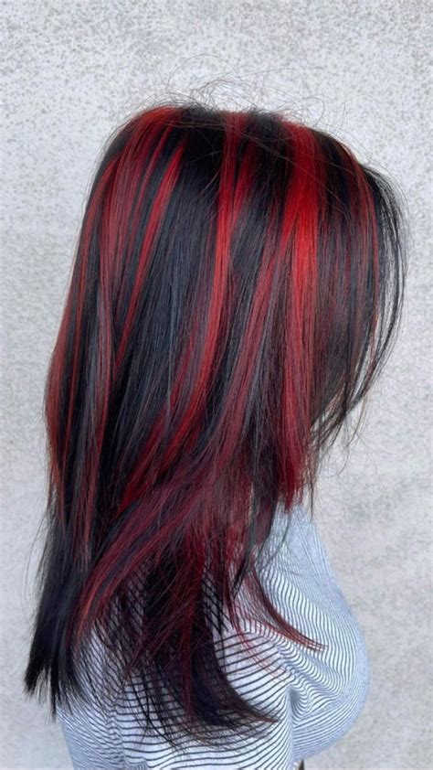 Black Hair With Red Highlights | Stylevore