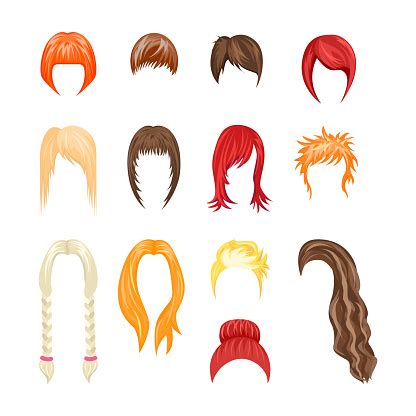 Colorful Long Hairstyles Vector Set - Vector Download