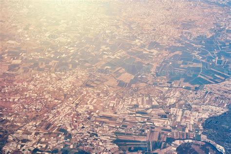 Aerial view of a city scape from airplane window 13946859 Stock Photo ...