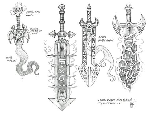 some drawings of different types of swords