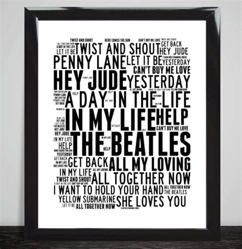 The Beatles Music Song Titles Lyrics Wall Art Print Poster | Etsy