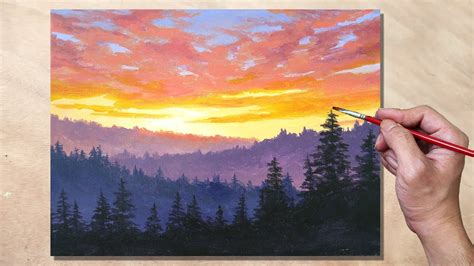 mountain sunset acrylic painting - Lemuel Reno