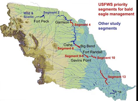 Map of Missouri River basin, indicating study segment locations ...