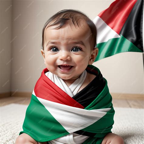 Premium AI Image | Realistic Cute Palestine KidsInfantPalestine Flag