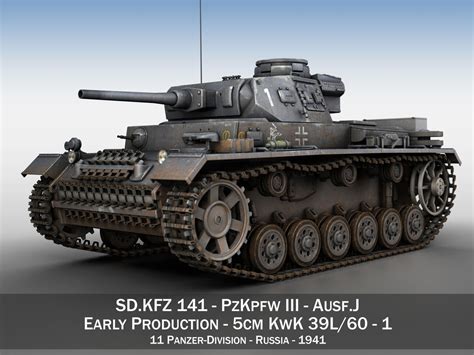 PzKpfw III - Panzer 3 - Ausf J - 1K panzer 3D model