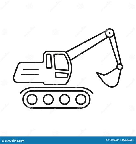 Excavator Outline Icon. Digger Symbol. Vector Illustration. Stock ...