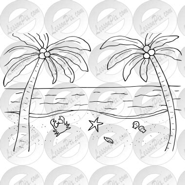 Beach Outline for Classroom / Therapy Use - Great Beach Clipart