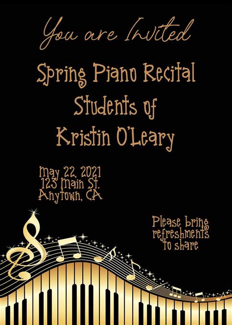 PIANO RECITAL Invitation Template-decorative Keyboard-instant Download ...