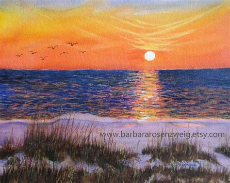 Watercolor Ocean Sunset