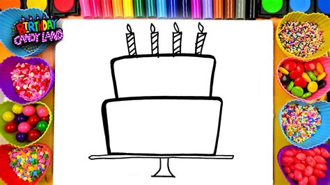 Learn to Draw and Color for Kids Birthday Cake Coloring Pages 01💜 (4K ...