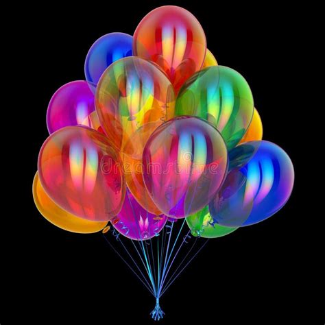 Balloons Colorful Party Decoration on Black Background Stock ...