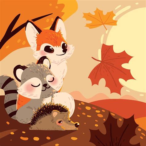 autumn animals landscape 11212780 Vector Art at Vecteezy