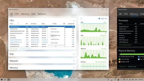 Fluent Design in Windows 10 Resource Monitor Looks Stunning