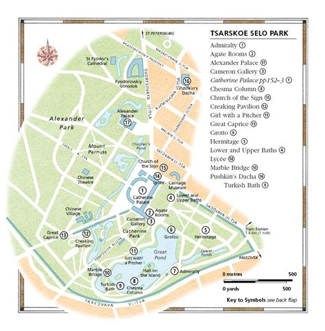 Map of Tsarskoe Selo Park (Wiki: Tsarskoye Selo was the town containing ...