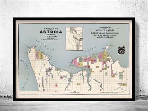 Old Map of Astoria Oregon 1890 Vintage Map Wall Map Print - VINTAGE ...