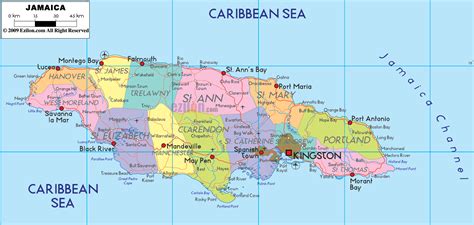 jamaica map political map of jamaica ezilon maps