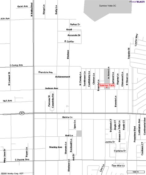 Map to Sunrise Park & fields