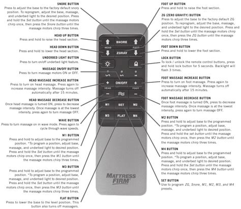 Mattress Firm Remote Control Manual