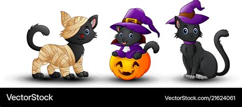 Set halloween black cat Royalty Free Vector Image