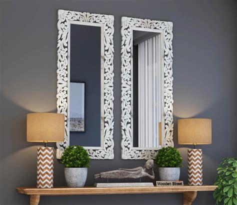 Buy Meadow Mirror With Frame (White Distress) Online in India at Best ...