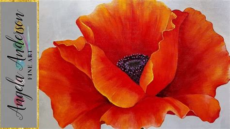 RED POPPY Acrylic Painting Georgia O'Keeffe Inspired Tutorial LIVE ...