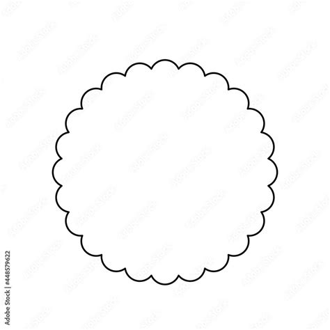 Scalloped edge circle shape outline. Clipart image isolated on white ...