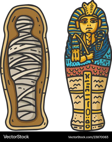 Ancient egyptian tutankhamun mummy in sarcophagus Vector Image