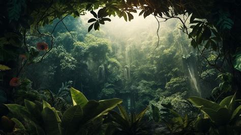 Premium AI Image | tropical leaves and fern forest