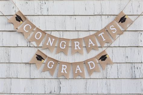 Congrats Grad Banner Graduation Burlap Banner Class of 2021 | Etsy ...