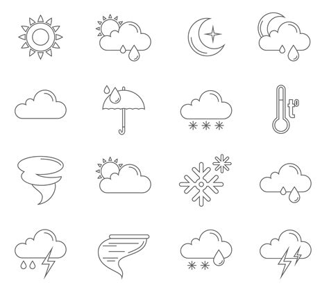 Weather Icons Outline 461921 Vector Art at Vecteezy