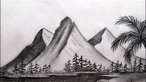 How to draw mountains with pencil step by step - YouTube | Mountain ...