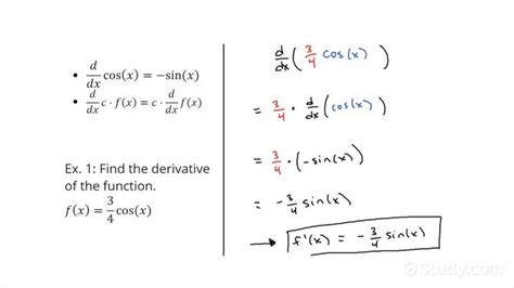 Differentiating f(x)=cosx Using a Specific Rule | Calculus | Study.com