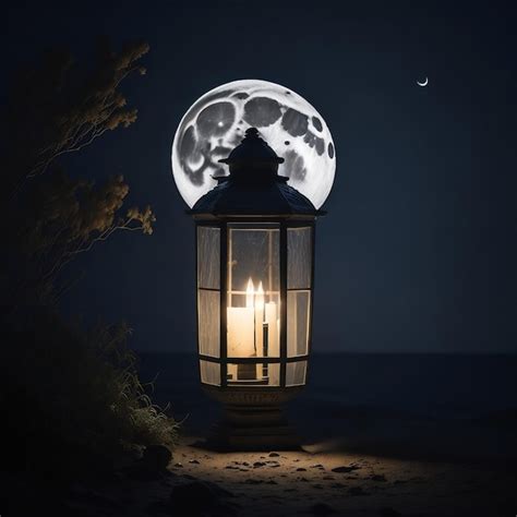 Premium AI Image | A lantern with the moon in the background