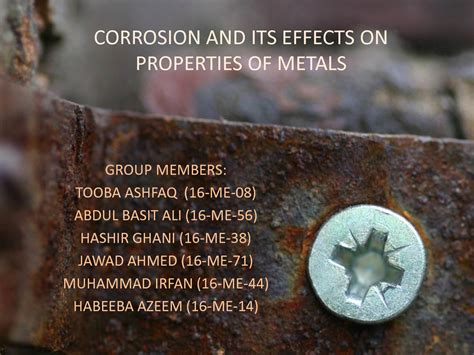 SOLUTION: Corrosion effect on properties of matter - Studypool