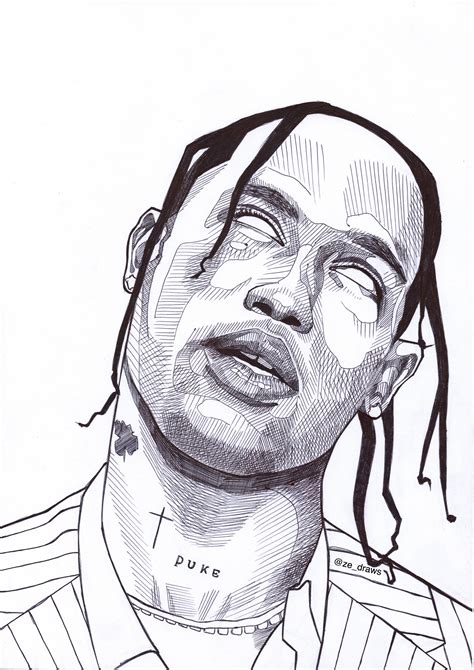 ‘Travis Scott’, 21 x 29.7 cms, ball point pen. Insta: ze_draws : r ...