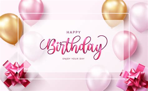 Happy birthday vector banner template. Happy birthday text in frame ...