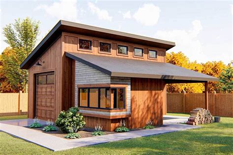 Plan 62574DJ: Modern 2-Car Garage with Shop and Covered Patio ...