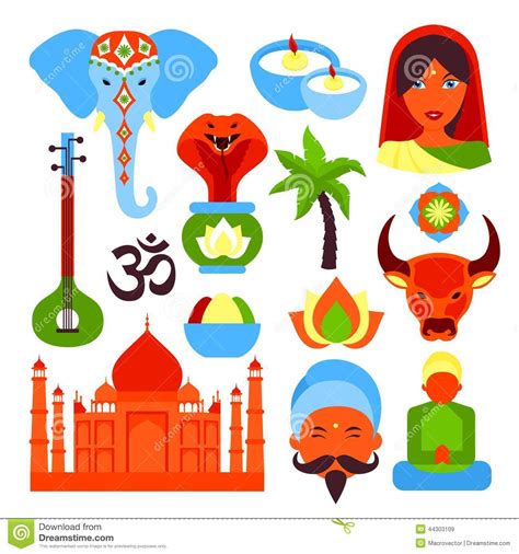 India symbols set stock vector. Image of country, illustration - 44303109