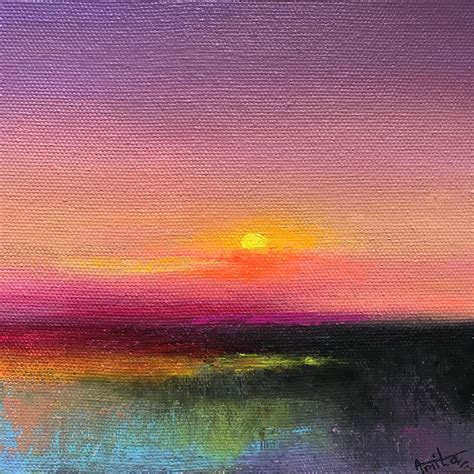 Purple Sky! Sunset Painting! Small Painting!! R | Artfinder