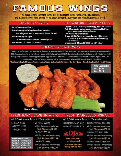 Buffalo Chicken Wings Menu - DJ's Family Sports Pub