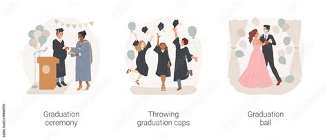 School celebration isolated cartoon vector illustration set. Graduation ...