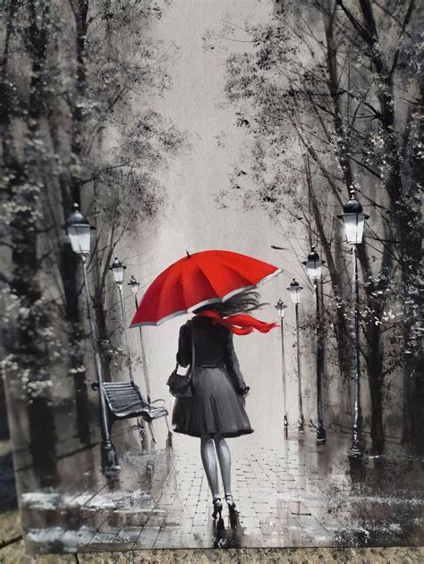 The woman with umbrella. Painting by Yeghiazar Gaboyan | Saatchi Art