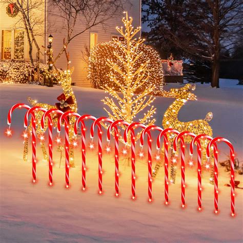 Candy Cane Lights 22" 10 Pack Christmas Candy Cane Pathway Lights ...