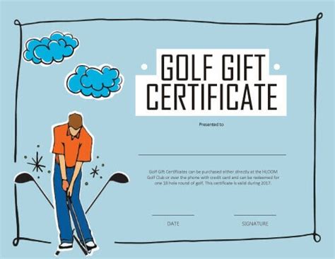 Printable Golf Lesson Certificate