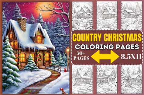 Country Christmas Coloring Pages Graphic by Craft Studios · Creative ...