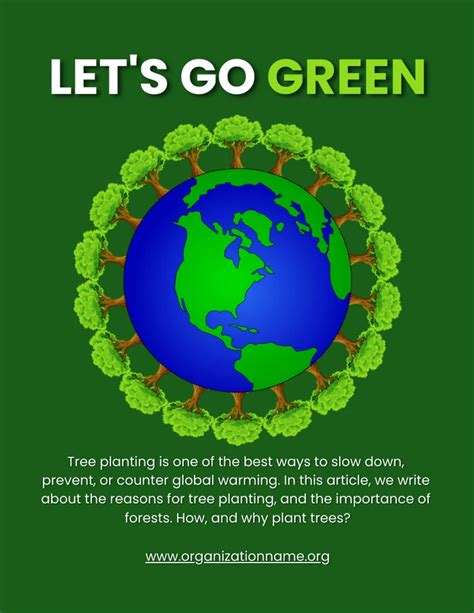 Green Simple Illustration Lets Go Green Environment Poster - Venngage